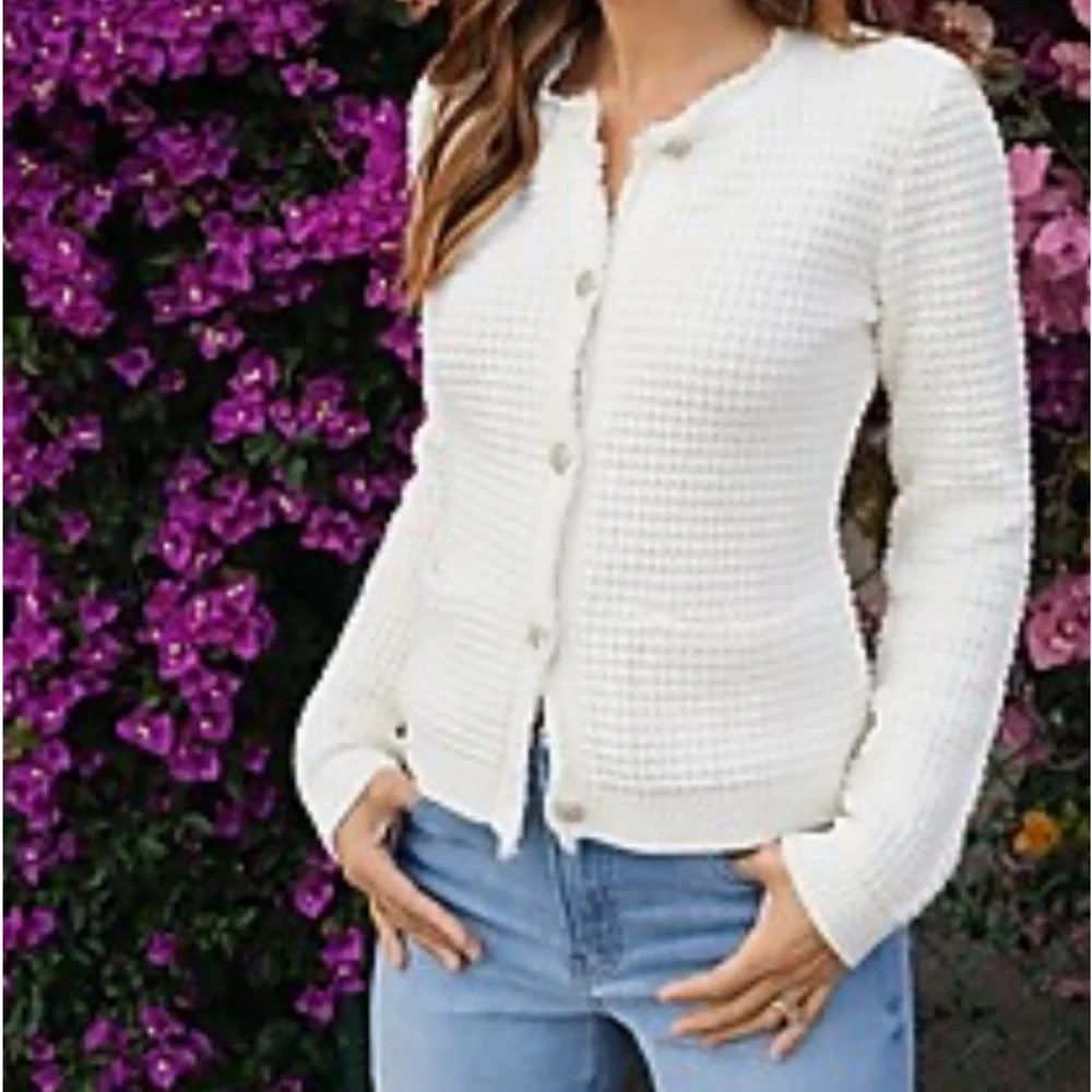 “Express” ivory, textured, embellished button sweater/blazer; size XS; NWOT - Picture 5 of 13